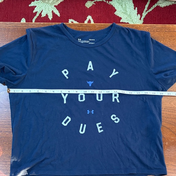 Under Armour Women’s Project Rock Navy T-Shirt Large - Picture 2 of 9